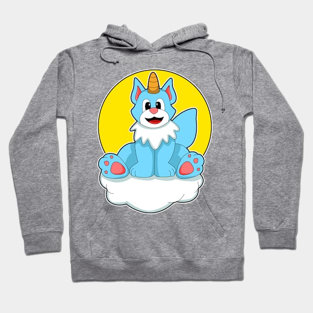 Cat as Unicorn on Clouds & Sun Hoodie by Markus Schnabel